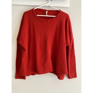 Anthropologie Thermal Top Womens XS Orange Red Oversized Shirt